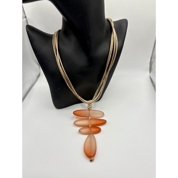 Chicos Ombré Pink Sea Glass Pendant Necklace Statement Boho - Picture 1 of 4